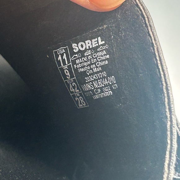 Sorel Joanie III Leather Chunky Platform Slide Sandals Black Gum Size: 11 - Picture 8 of 12